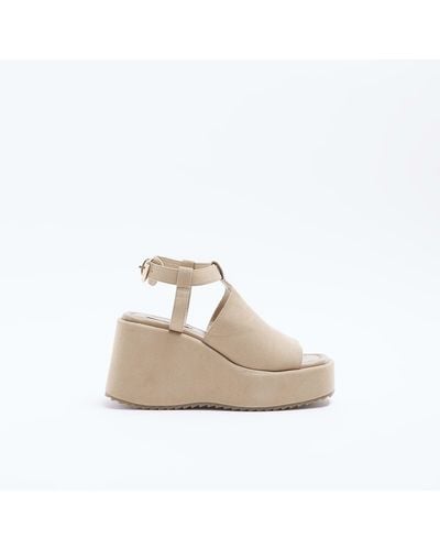 River Island Open Toe Wedge Sandals - Natural