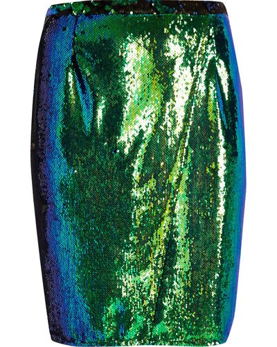River Island Plus Emerald Green Sequin Pencil Skirt - Multicolor