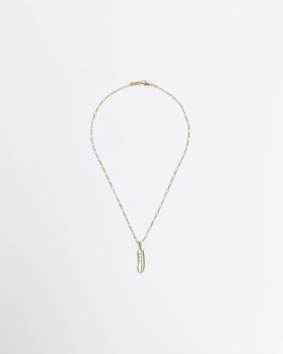 River Island Plated Feather Necklace - White