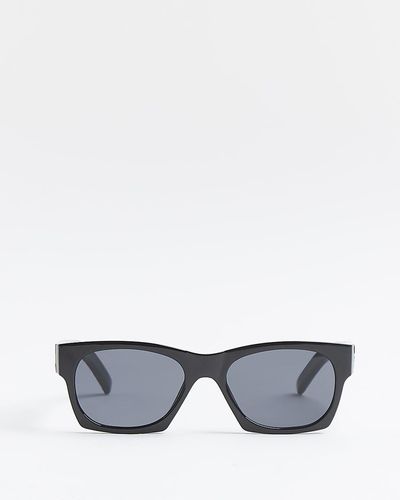 River Island Black Ri Monogram Square Frame Sunglasses