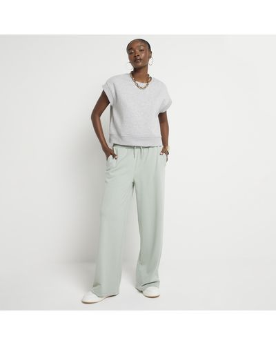 River Island Khaki Wide Leg Joggers - Green