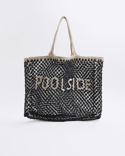 River Island Crochet Shopper Bag - Black