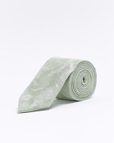 River Island Green Jacquard Print Tie