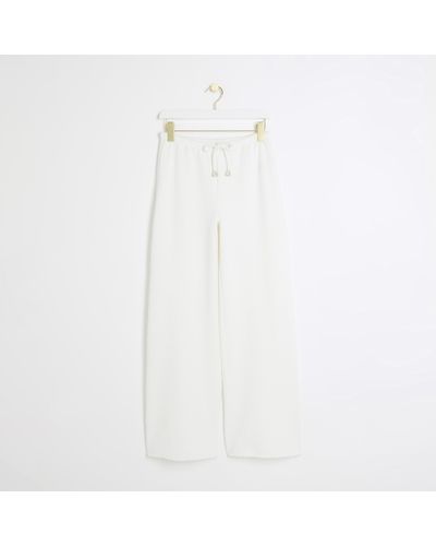 River Island Textured Wide Leg Trousers - White