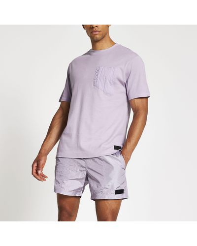 River Island Pastel Tech Purple Nylon Pocket T-shirt