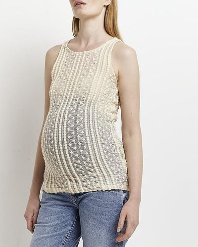 River Island Textured Lace Tank Top - Natural