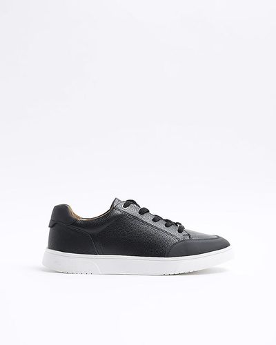 River Island Black Textured Lace Up Trainers - White