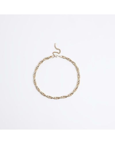 River Island Gold Chunky Chain Link Necklace - White