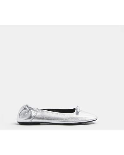 River Island Silver Metallic Ballerina Court Shoes
