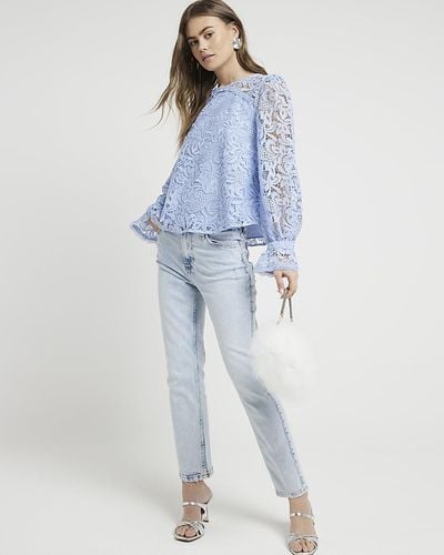 River Island Blue Lace Blouse