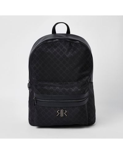 River Island Ri Monogram Backpack - Black
