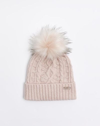River Island Cable Knit Beanie Hat - Pink