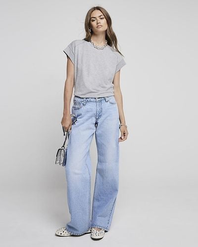 River Island Blue Low Rise Relaxed Straight Jeans