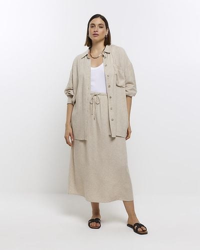 River Island Stone Skirt With Linen - Natural