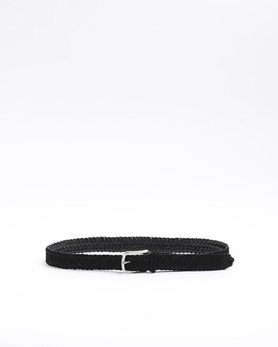 River Island Leather Woven Belt - White
