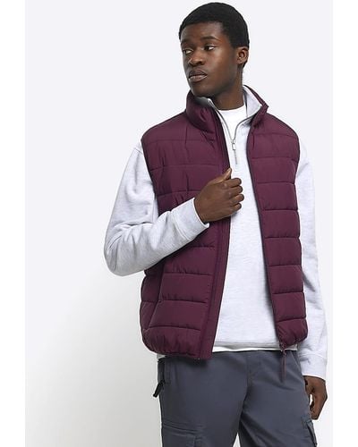 River Island Red Regular Fit Padded Gilet - Purple