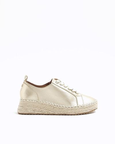 River Island Gold Espadrille Sneakers - White