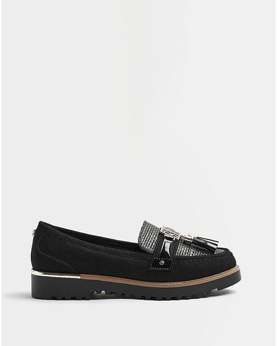 River Island Tassel Detail Loafers - Black