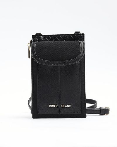 River Island Canvas Phone Pouch Bag - Black