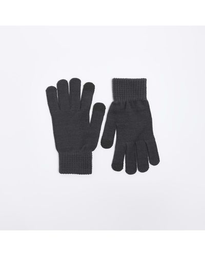 River Island Knitted Touch Screen Gloves - Black