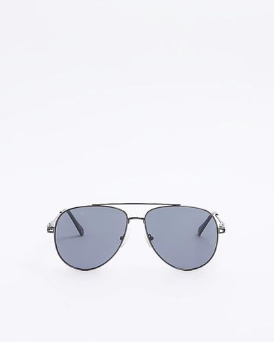 River Island Black Aviator Sunglasses - White