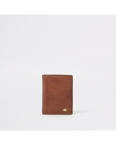 River Island Leather Fold Out Card Holder - Brown