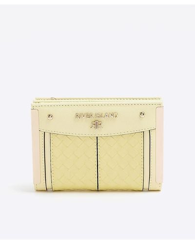 River Island Yellow Embossed Weave Purse - Natural