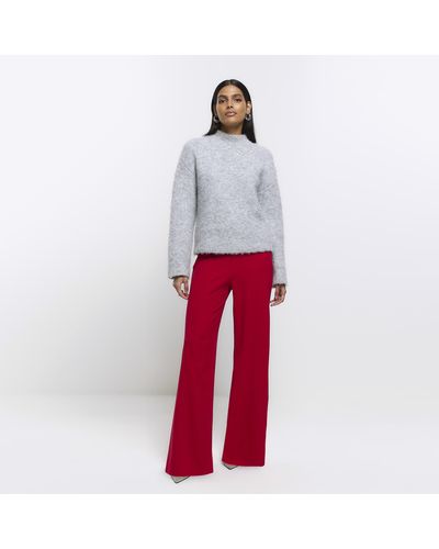 River Island Red Stitched Wide Leg Trousers - White