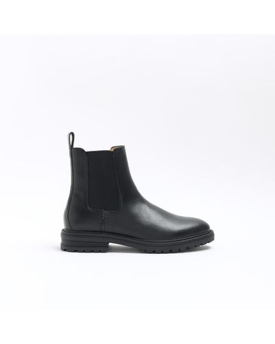 River Island Black Faux Leather Chelsea Boots