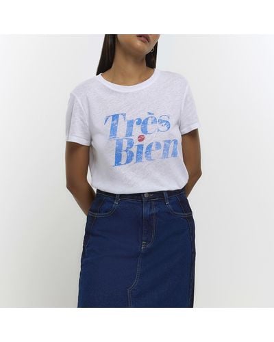River Island Graphic T-shirt - Blue