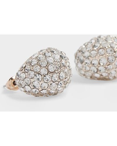 River Island Rose Gold Diamante Domed Earrings - Metallic