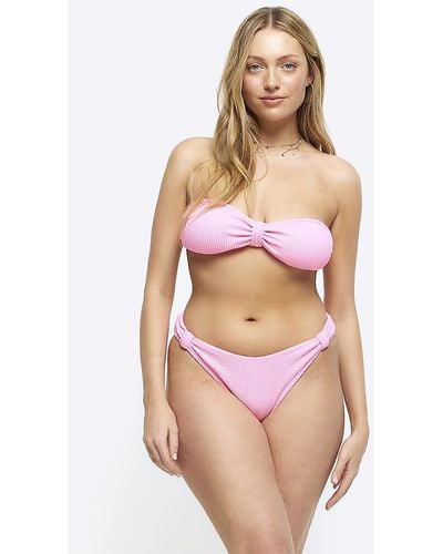 River Island Textured Bandeau Bikini Top - Pink
