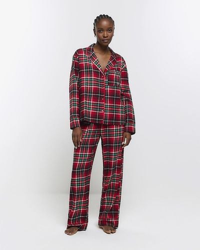 River Island Check Pyjama Pants - Red