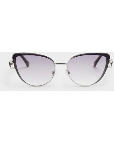 River Island Silver Sparkly Cat Eye Sunglasses - Metallic