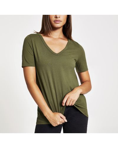 River Island Short Sleeve V Neck T-shirt - Multicolour