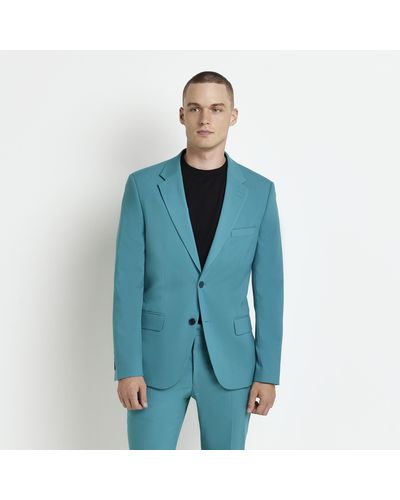 River Island Blue Slim Fit Suit Jacket