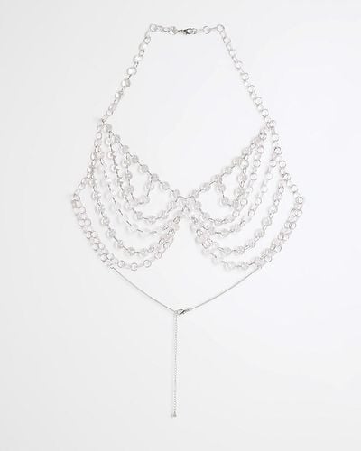 River Island Pink Beaded Body Chain - White