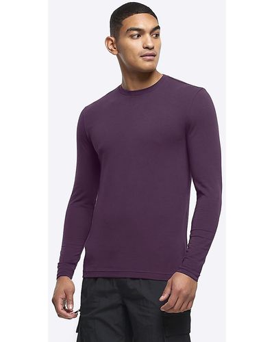 River Island Purple Muscle Fit Long Sleeve T-shirt
