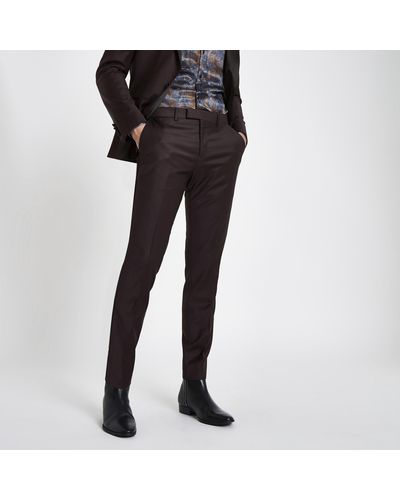 River Island Ri 30 Burgundy Skinny Fit Suit Pants - Black