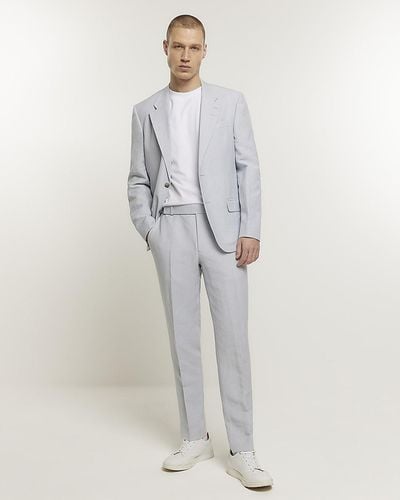 River Island Linen Blend Suit Trousers - White