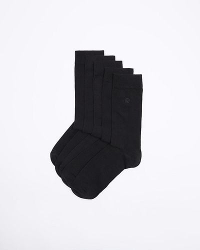 River Island 5pk Embroidered Ankle Socks - Black