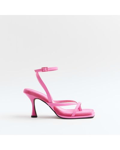 River Island Strappy Heeled Sandals - Pink