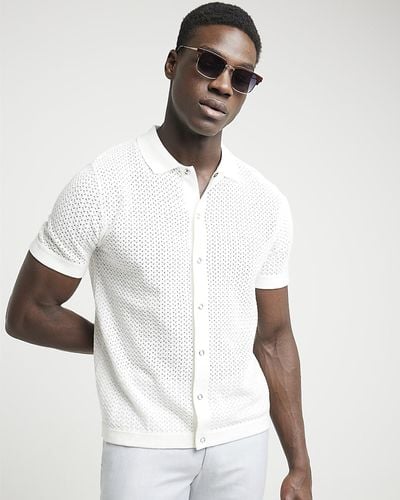 River Island Textured Knitted Shirt - White