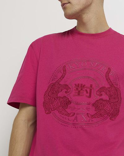 River Island Regular Fit Graphic Japanese T-shirt - Pink