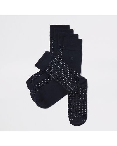 River Island Multiprint Socks 5 Pack - Blue
