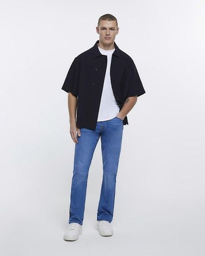 River Island Blue Washed Bootcut Fit Jeans