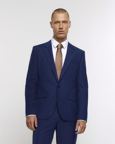 River Island Blue Slim Fit Single Breasted Suit Jacket