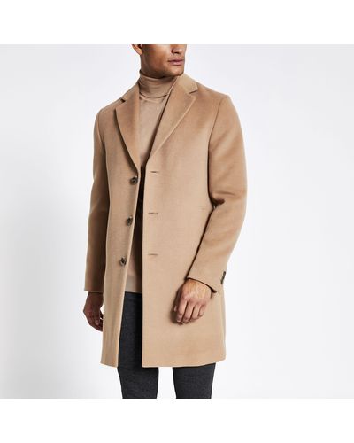 River Island Light Single Breasted Overcoat - Brown