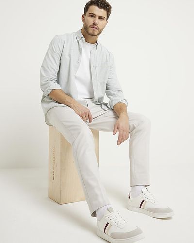 River Island Ecru Slim Fit Smart Chino Trousers - White