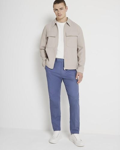 River Island Blue Slim Fit Smart Chino Trousers